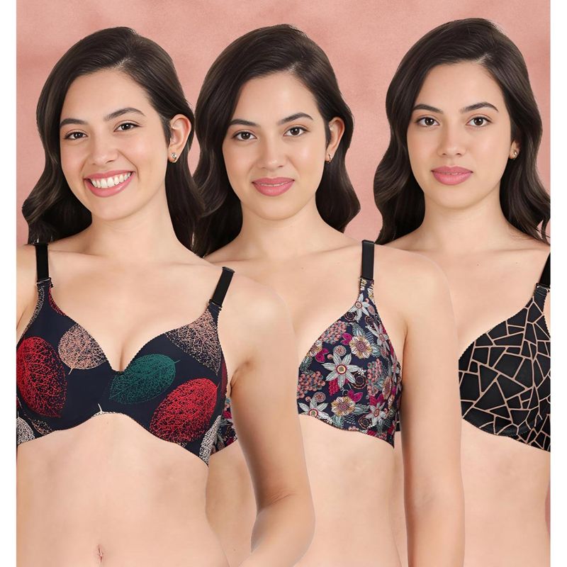 Shyaway Broad Winged Seamless Multiway Wired T-Shirt Bras (Pack of 3) (32B)