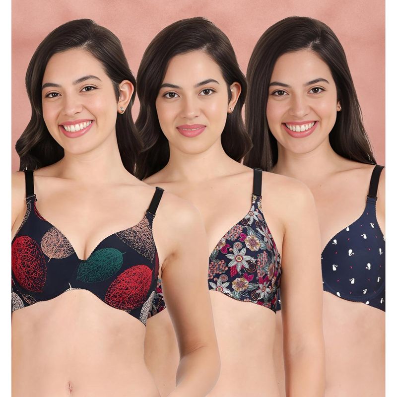 Shyaway Broad Winged Seamless Multiway Wired T-Shirt Bras (Pack of 3) (32B)