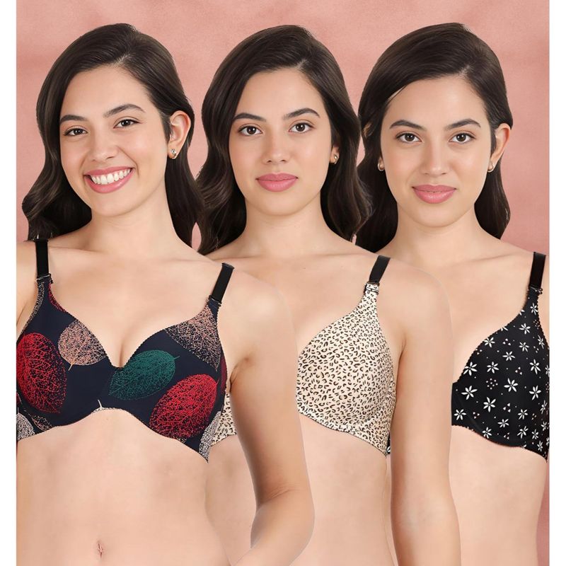 Shyaway Broad Winged Seamless Multiway Wired T-Shirt Bras (Pack of 3) (32B)