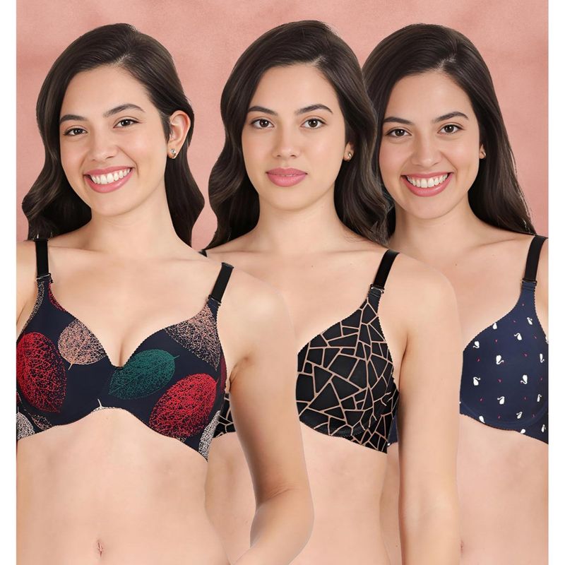Shyaway Broad Winged Seamless Multiway Wired T-Shirt Bras (Pack of 3) (32B)
