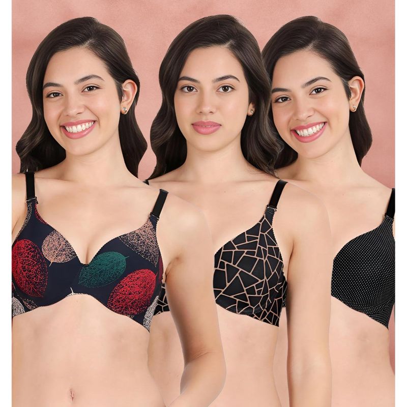 Shyaway Broad Winged Seamless Multiway Wired T-Shirt Bras (Pack of 3) (32B)