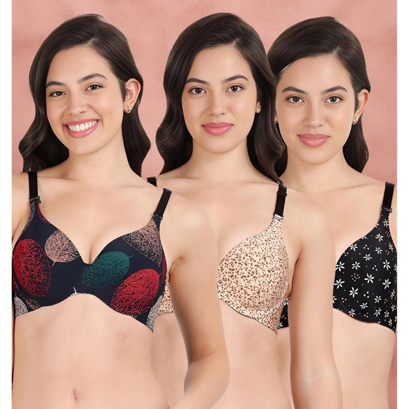 Shyaway Broad Winged Seamless Multiway Wired T-Shirt Bras (Pack of 3) (32B)