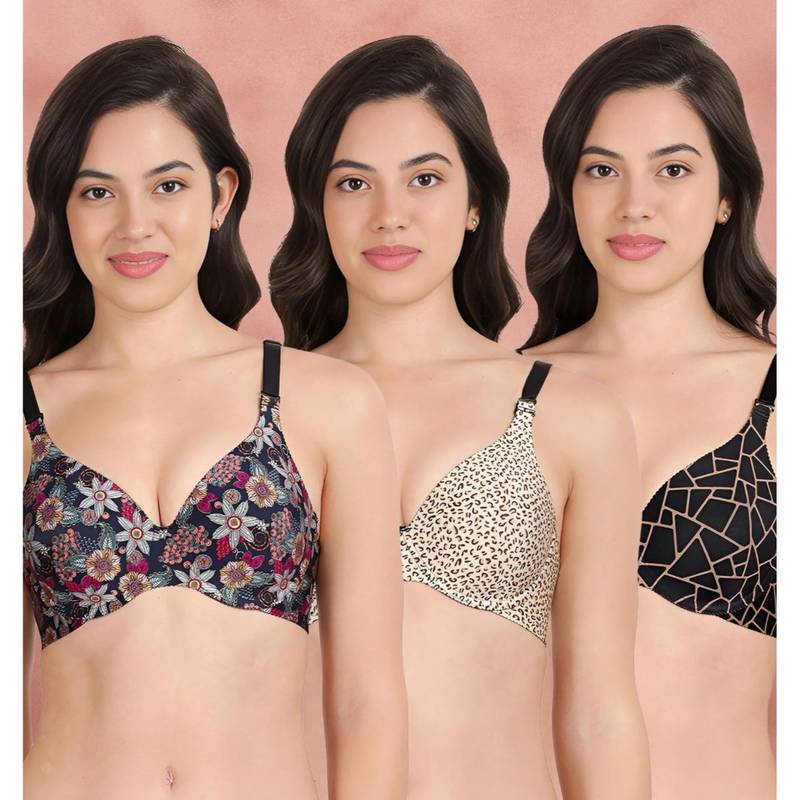 Shyaway Broad Winged Seamless Multiway Wired T-Shirt Bras (Pack of 3) (32B)