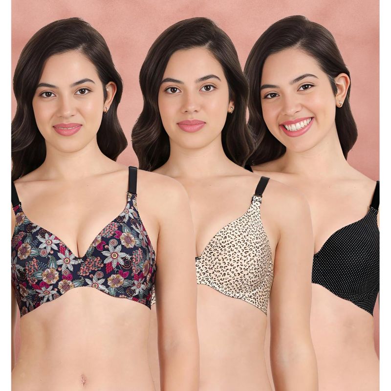 Shyaway Broad Winged Seamless Multiway Wired T-Shirt Bras (Pack of 3) (32B)