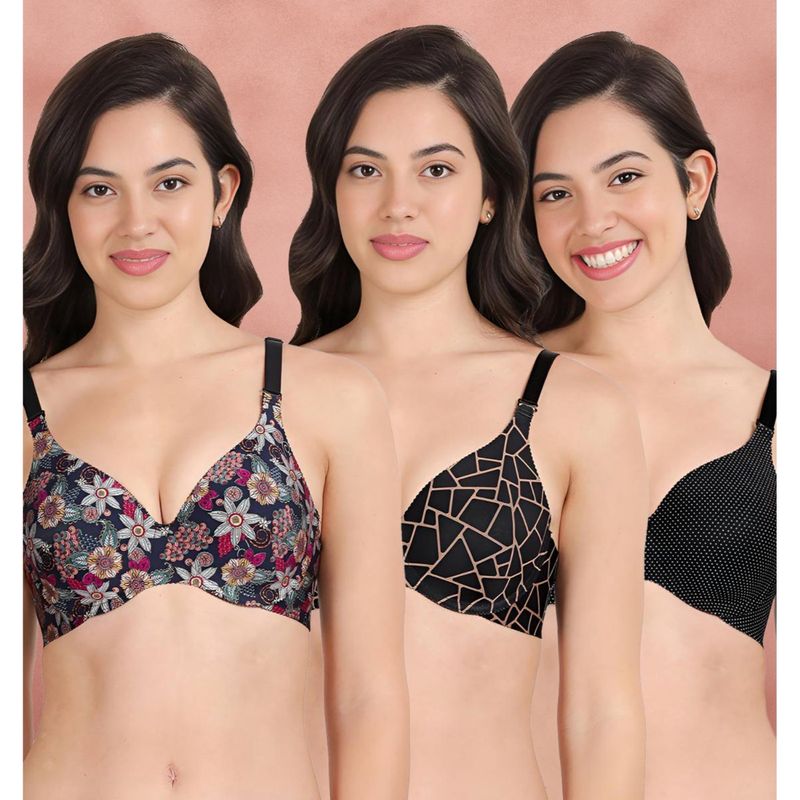 Shyaway Broad Winged Seamless Multiway Wired T-Shirt Bras (Pack of 3) (32B)
