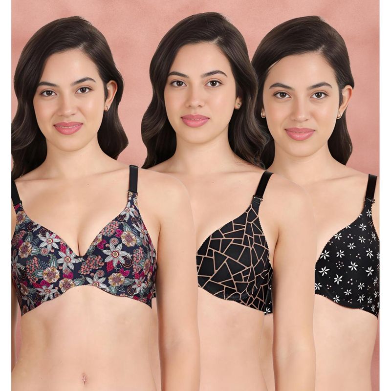 Shyaway Broad Winged Seamless Multiway Wired T-Shirt Bras (Pack of 3) (32B)