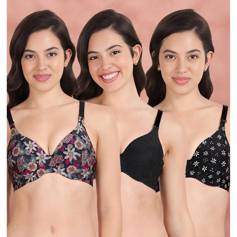 Shyaway Broad Winged Seamless Multiway Wired T-Shirt Bras (Pack of 3) (32B)