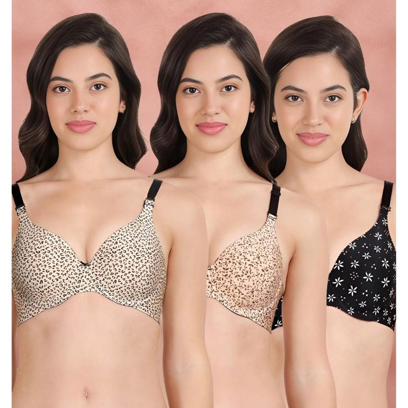 Shyaway Broad Winged Seamless Multiway Wired T-Shirt Bras (Pack of 3) (32B)