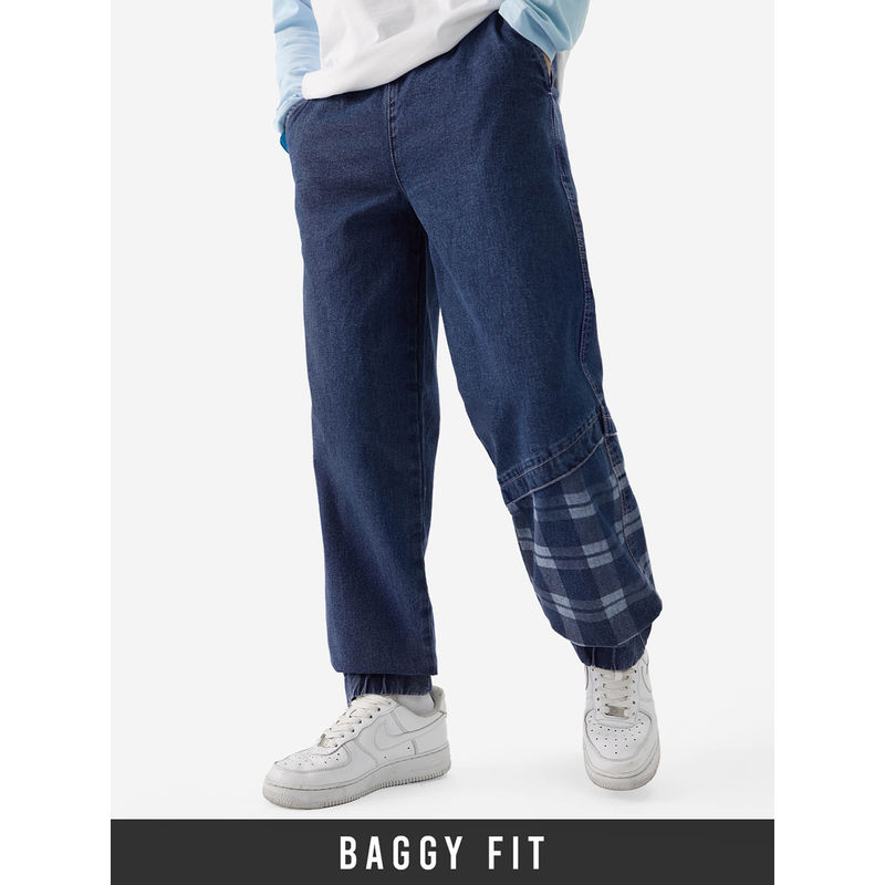 The Souled Store Denim Urban Plaid Denim Joggers (30)