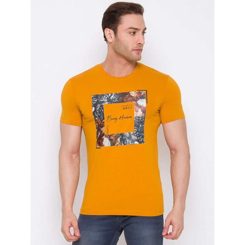 Being Human Men Graphic Orange T-Shirt (M)