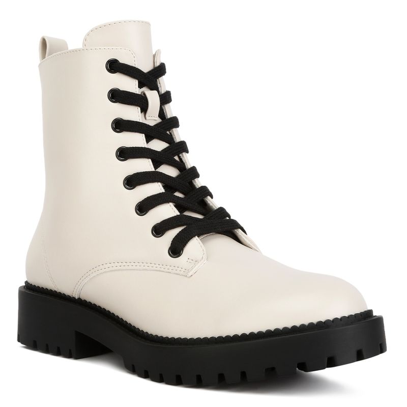 London Rag Off White Forter Lace Up Boots (EURO 38)