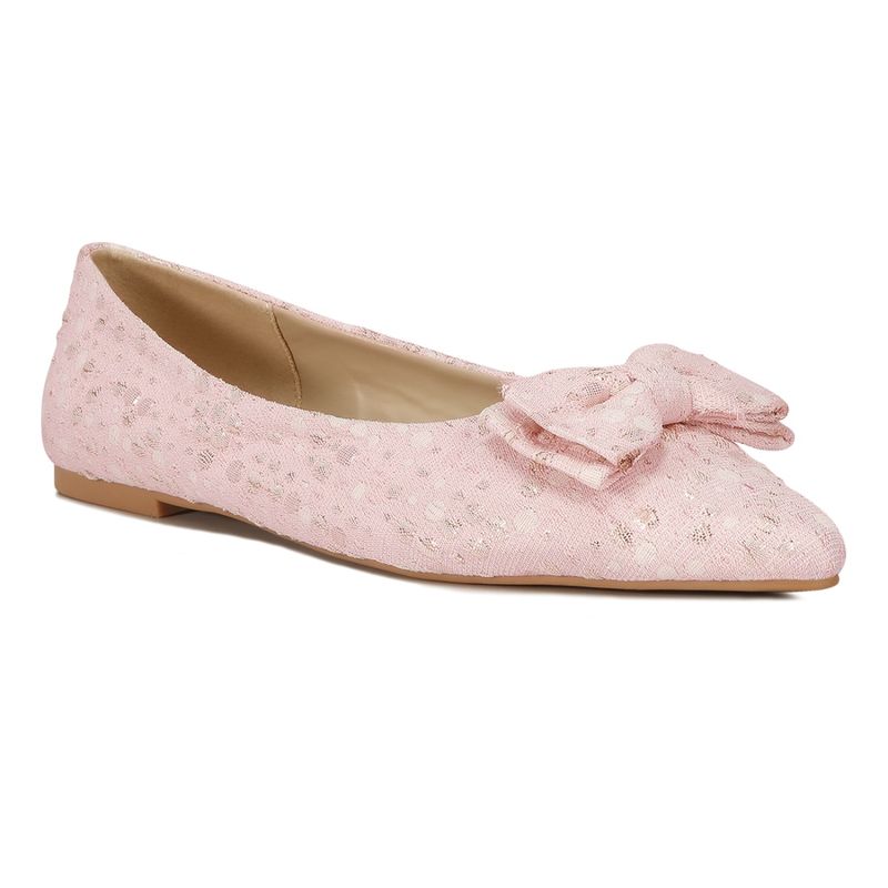 London Rag Pink Jacquard Bow Embellished Ballet Flats Buy London Rag