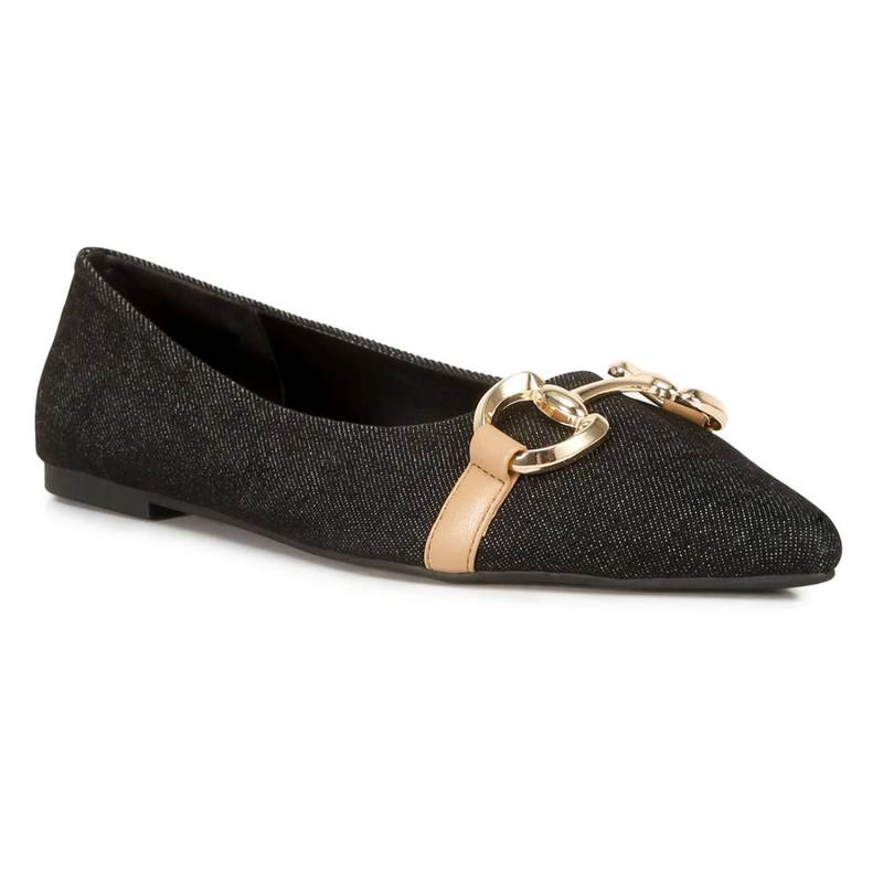 London Rag Cressida Denim Horsebit Detail Ballet Flats (EURO 36)