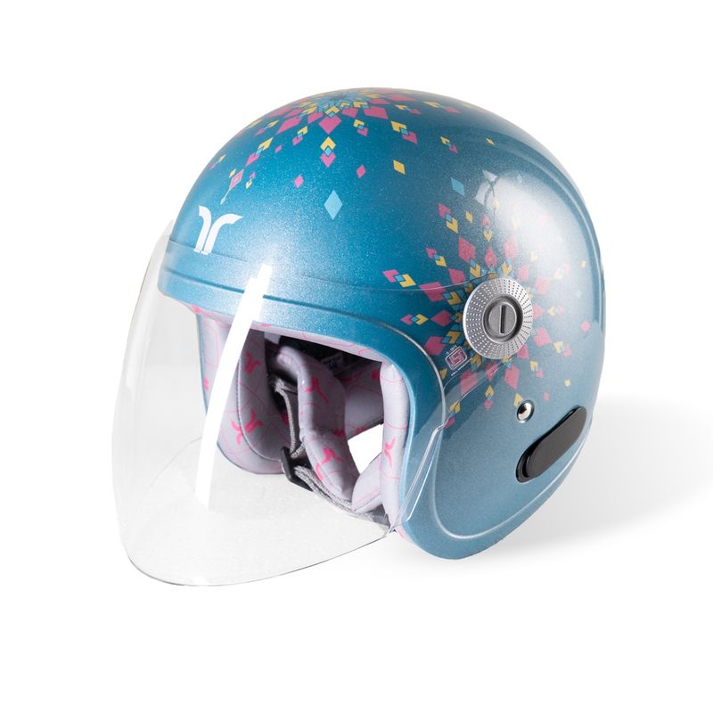 TVARRA Women Blue Dreamcatcher ISI Certified Open Face Helmet (S)