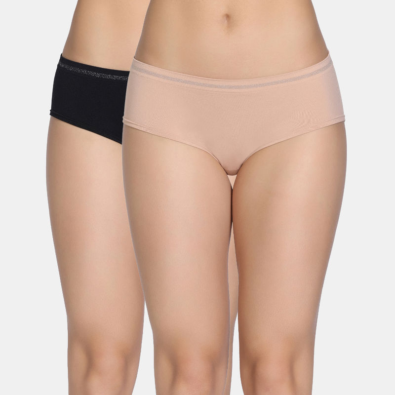 Zivame Multicolor Low Rise Full Coverage Hipster Panty (Pack Of 2) (M)