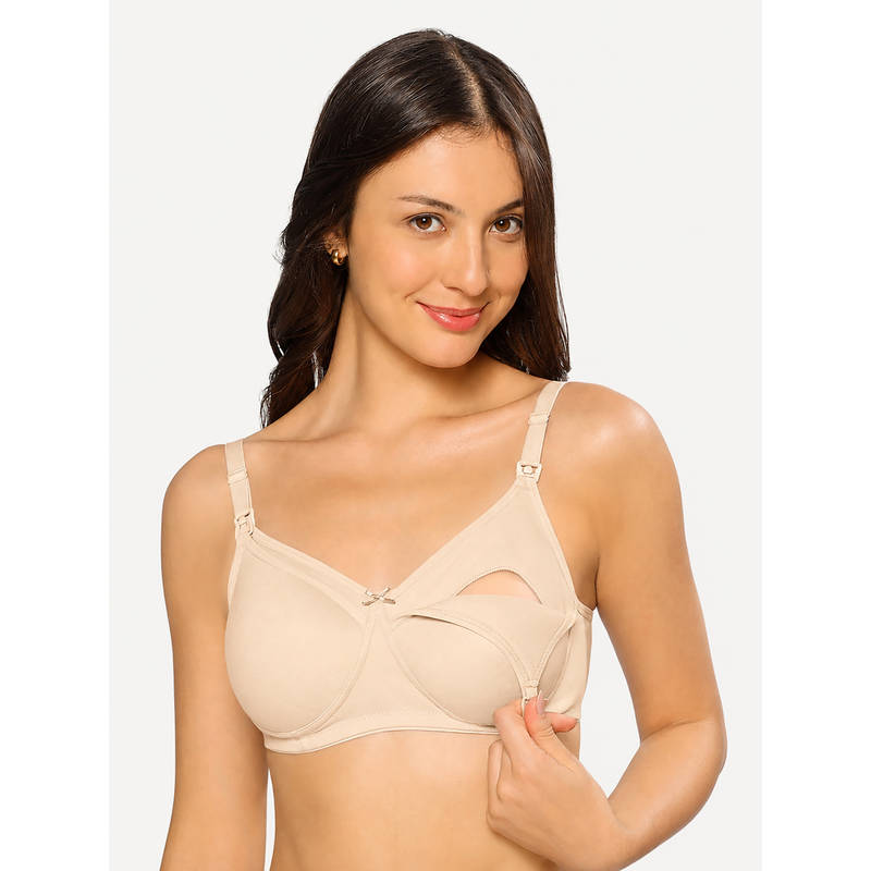 MomToBe Women's Cotton Nude Full Cup Non-Padded Feeding Bra/Nursing Bra (38C)