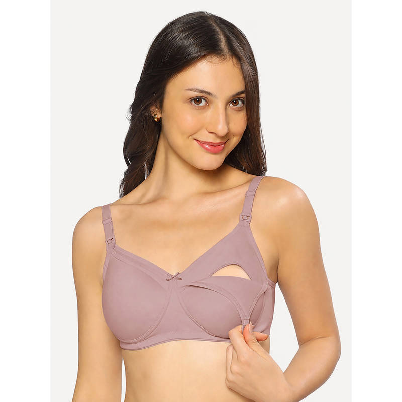 MomToBe Women's Cotton Mauve Full Cup Non-Padded Feeding Bra/Nursing Bra (38C)