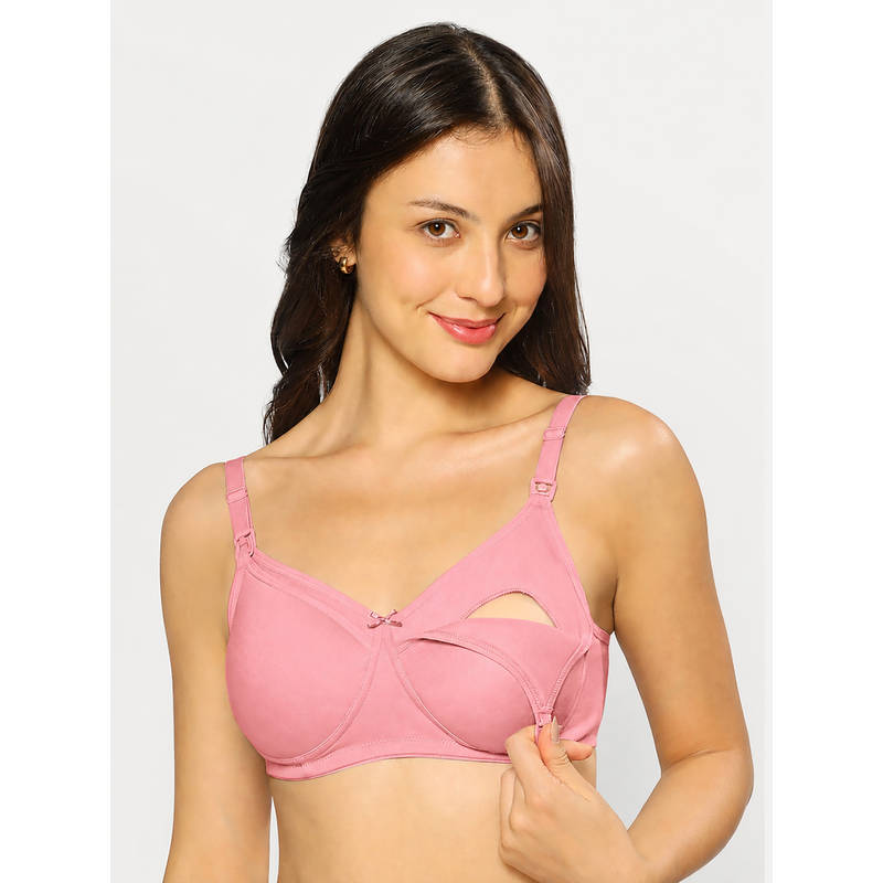 MomToBe Women's Cotton Pink Full Cup Non-Padded Feeding Bra/Nursing Bra (44D)