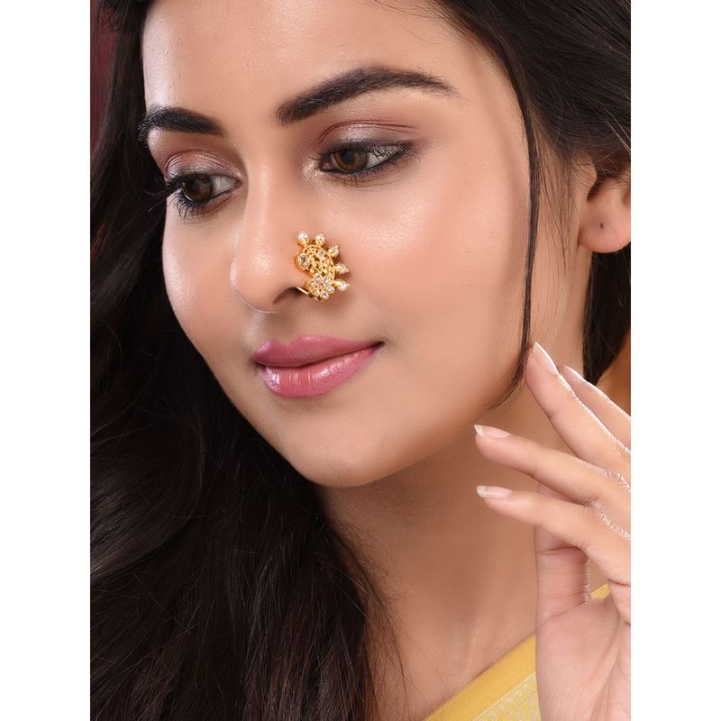 Buy Saraf RS Jewellery Gold Plated White Stone Studded And Beaded