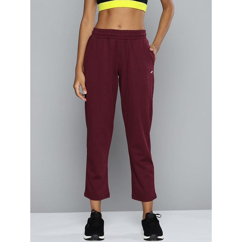 Buy Alcis Women Maroon Solid Track Pants Online