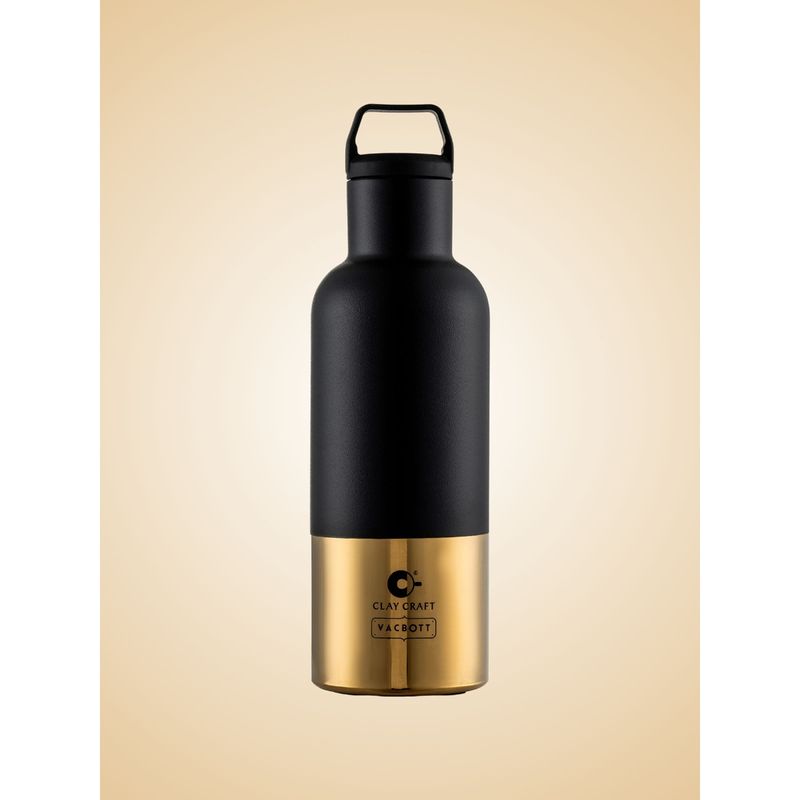 CLAY CRAFT Gold Trekko Double Walled 24 Hours Hot & Cold Water Bottle (700ml)