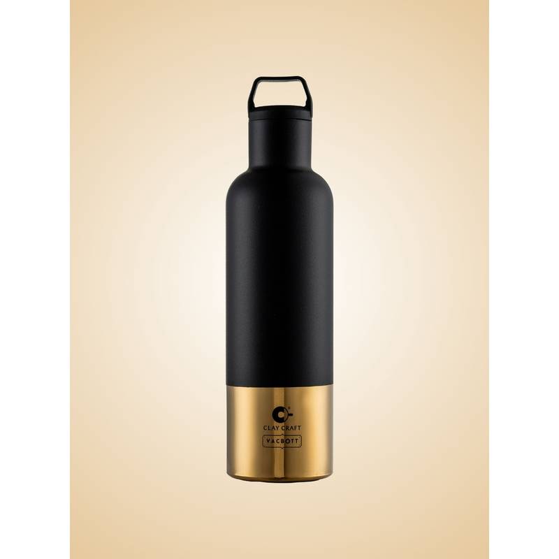 CLAY CRAFT Gold Trekko Double Walled 24 Hours Hot & Cold Water Bottle (900ml)
