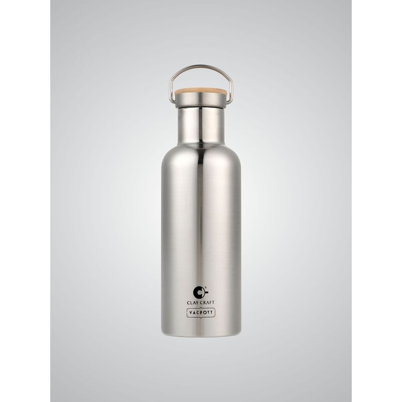 CLAY CRAFT Silver Melissa Double Walled 24 Hours Hot and Cold Bottle (700ml)