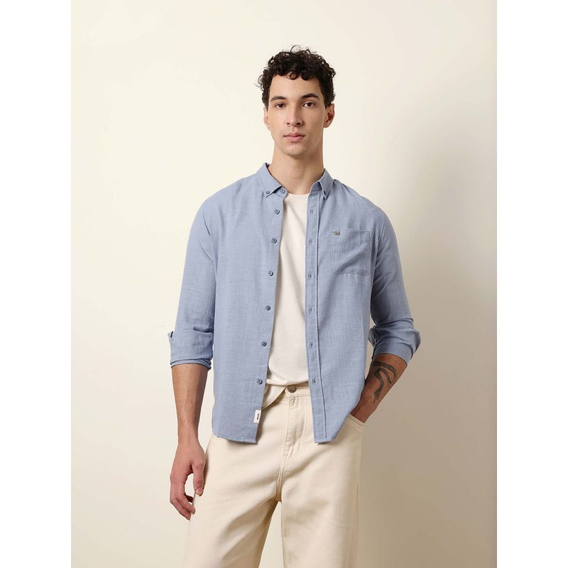 THE BEAR HOUSE Men Solid Casual Full-Sleeve Shirt (L)