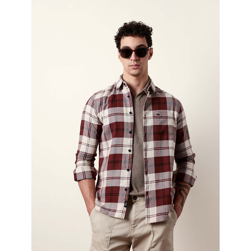 THE BEAR HOUSE Men Checked Casual Full-Sleeve Shirt (L)