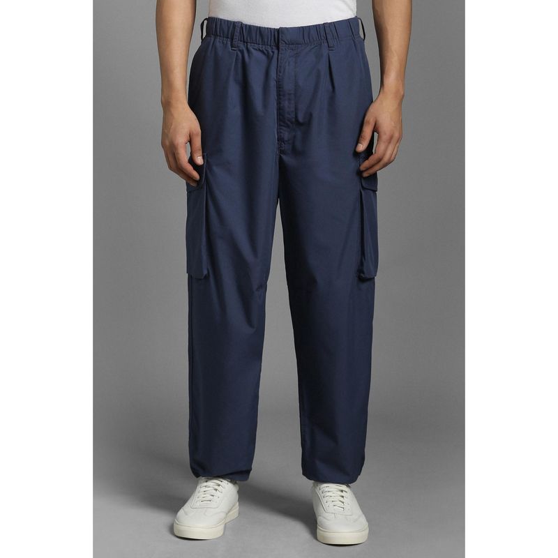 Louis Philippe Men Navy Blue Solid Casual Joggers (28)