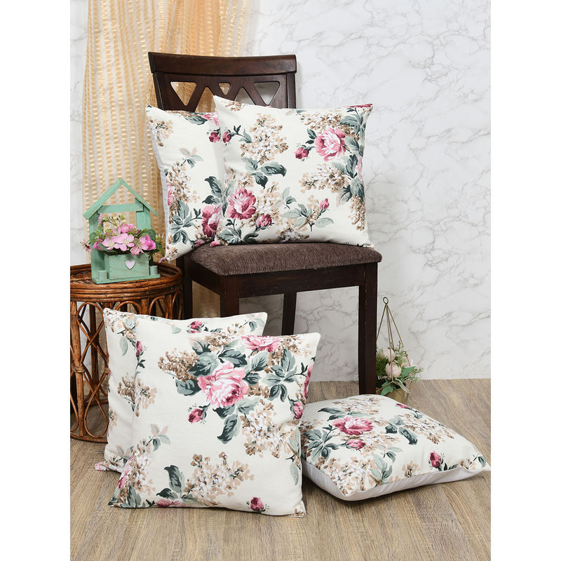 The Home Story Vivid Blossom Cushion Covers (Set Of 5) (18 x18 inches)