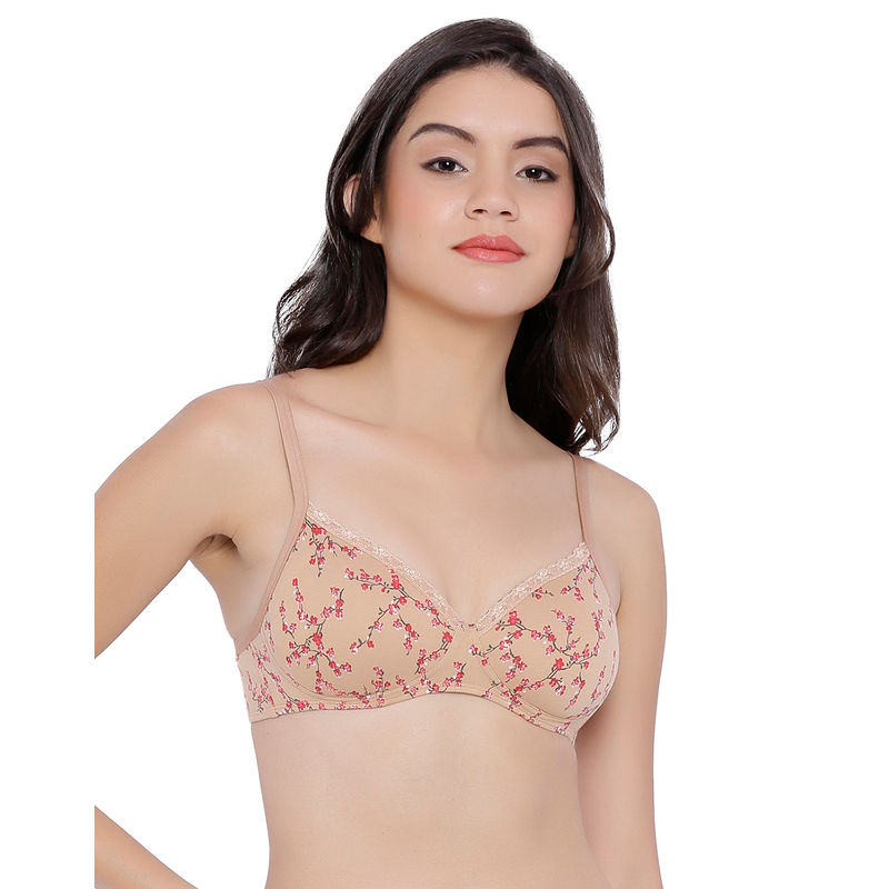 Buy Amante Cotton Casuals Padded Non-Wired T-Shirt Bra - Nude