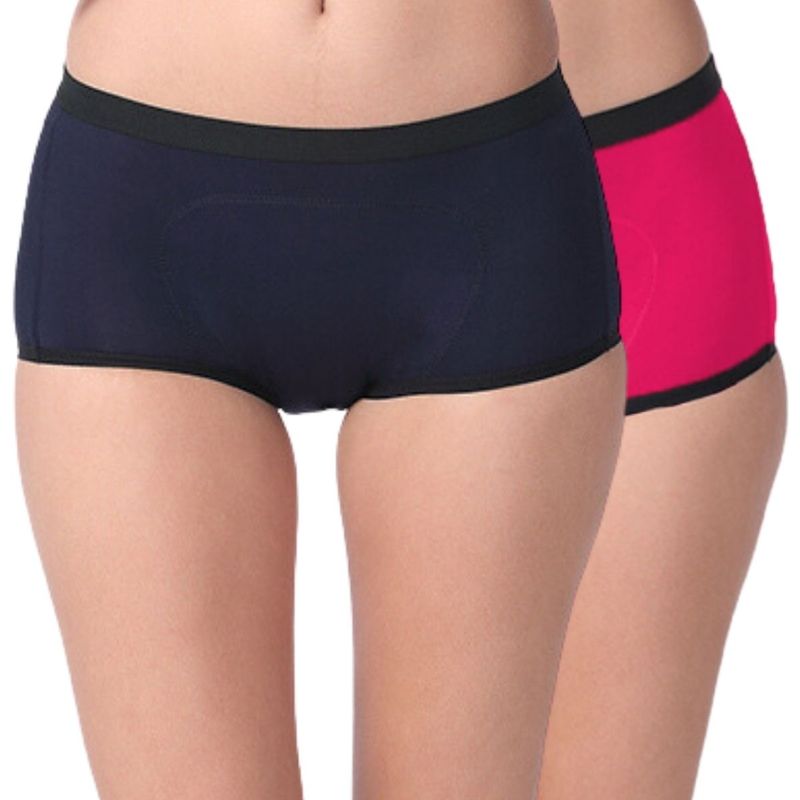 Adira Periods Panty Modal Boxer For Women Fit Pack Of - 2 - Navy Blue & Fuschia (M)
