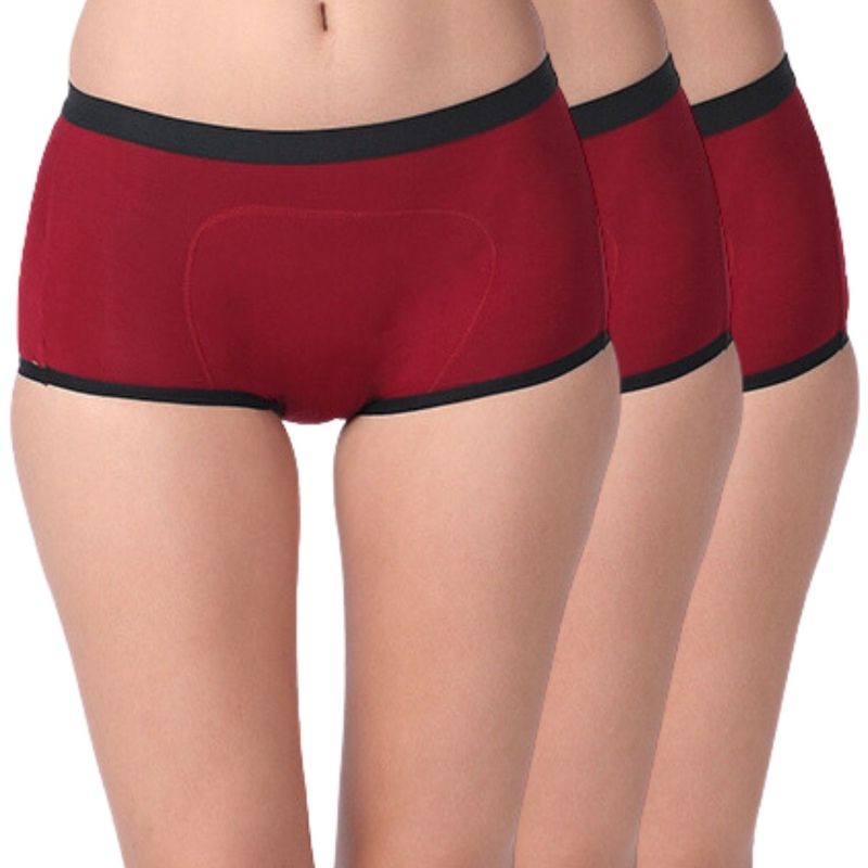Adira Periods Panty Modal Boxer For Women Fit Pack Of - 3 - Maroon (XS)
