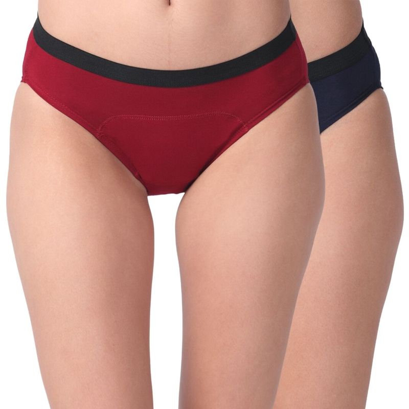 Adira Period Panty Modal Hipster For Women Hipster Fit Pack Of 2 - Maroon & Navy Blue (M)