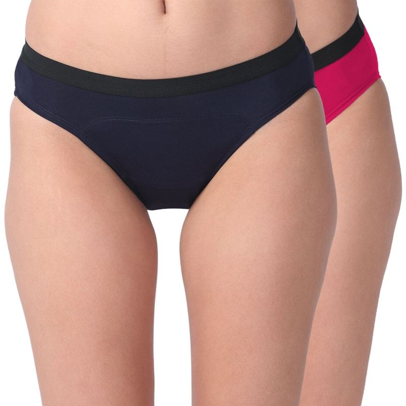 Adira Period Panty Modal Hipster For Women Hipster Fit Pack Of 2 - Navy Blue & Fuschia (XS)