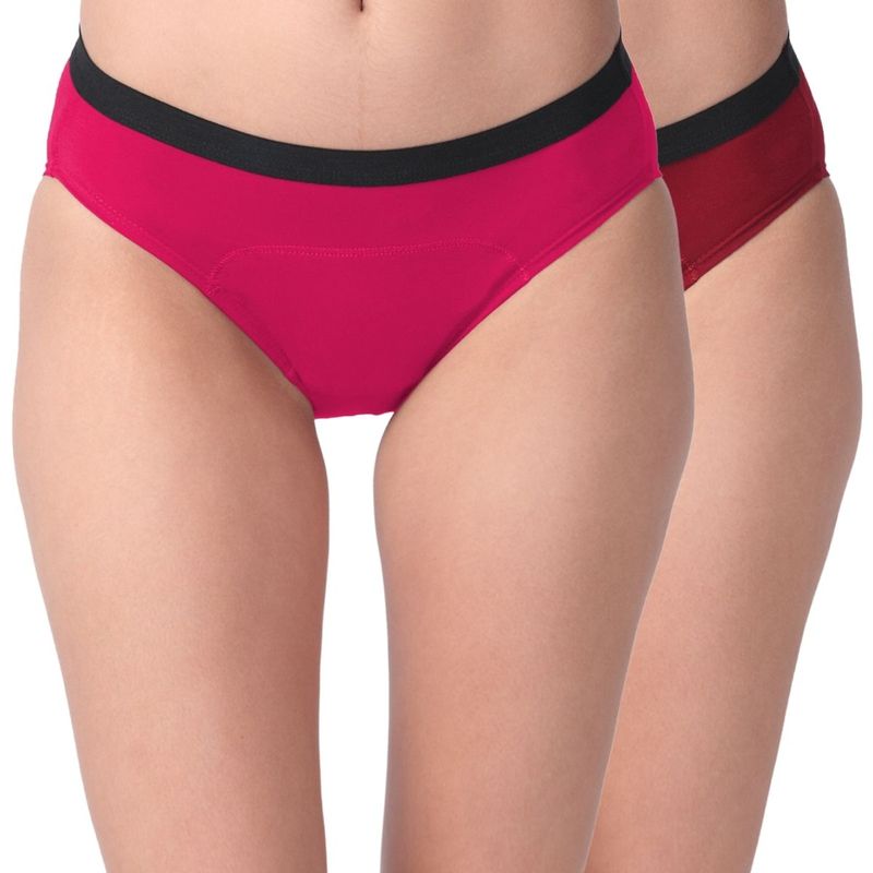 Adira Period Panty Modal Hipster For Women Hipster Fit Pack Of 2 - Fuschia & Maroon (XL)