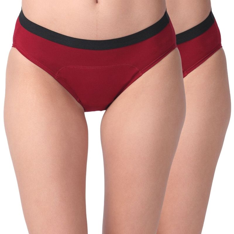 Adira Period Panty Modal Hipster For Women Hipster Fit Pack Of 2 - Maroon (XS)