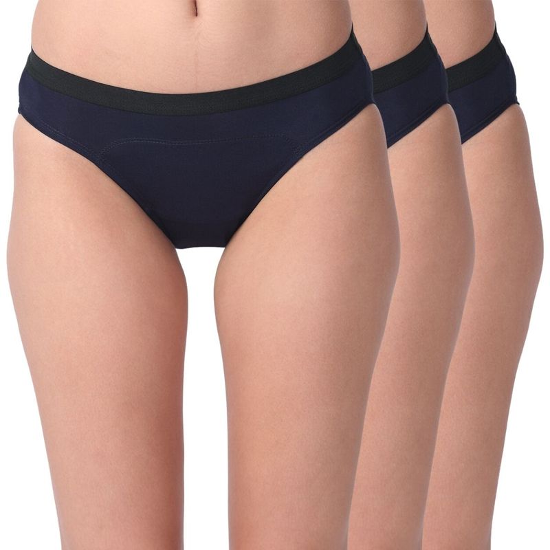 Adira Period Panty Modal Hipster For Women Hipster Fit Pack Of 3 - Navy Blue (XS)