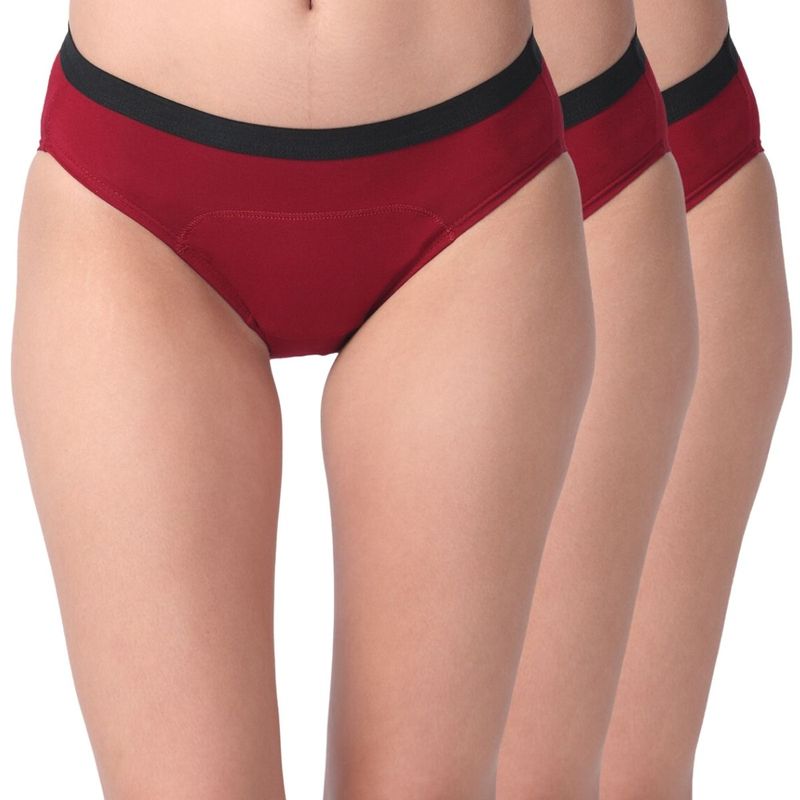 Adira Period Panty Modal Hipster For Women Hipster Fit Pack Of 3 - Maroon (XS)