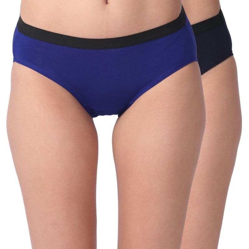 Adira Modal Cotton Panties Womens Underwear Super Soft Cotton - Pack Of 2 - Blue & Navy Blue (S)