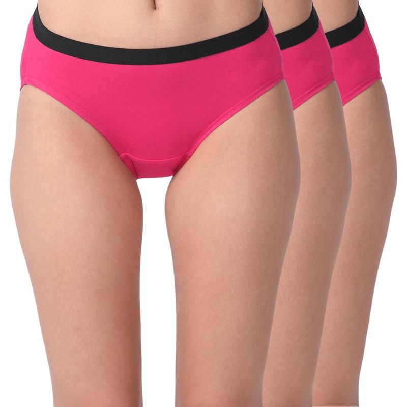 Adira Modal Cotton Panties Womens Underwear Super Soft Cotton - Pack Of 3 - Dark Pink (S)