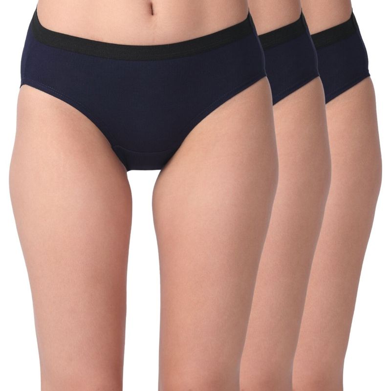 Adira Modal Cotton Panties Womens Underwear Super Soft Cotton - Pack Of 3 - Navy Blue (S)