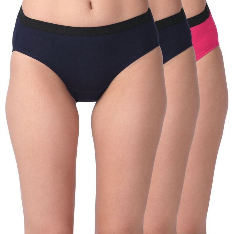 Adira Modal Cotton Panties Womens Underwear Super Soft Cotton Pack Of 3 -Navy Blue & Dark Pink (S)