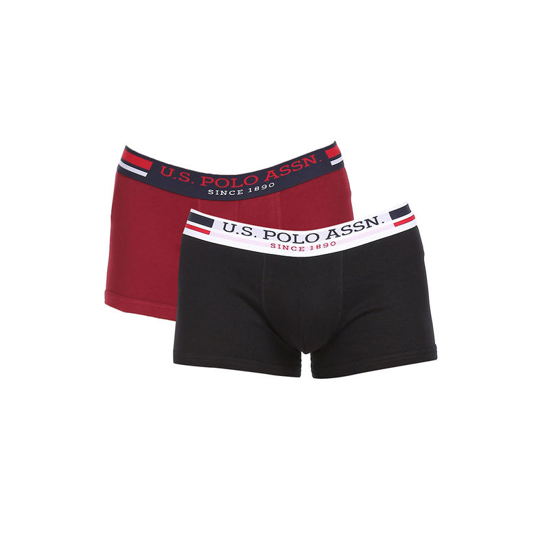 U.S. POLO ASSN. Men Assorted I641 Branded Waist Solid Trunks Multi-Color (Pack of 2) (M)