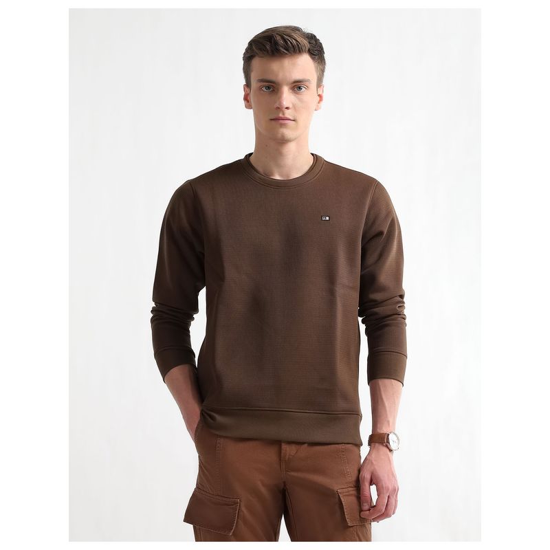 Arrow Sports Men's Textured Regular Fit Sweatshirt (L)