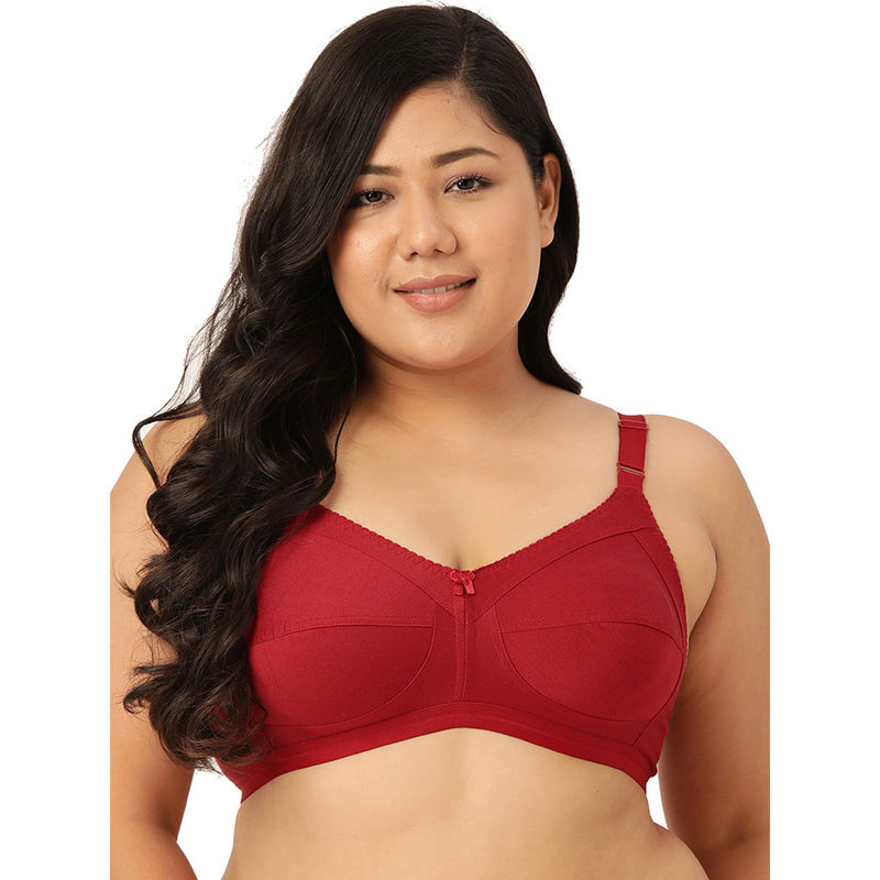 Leading Lady Woman Everyday 100% Cotton Non Padded Maroon Full Coverage Bra (42D)