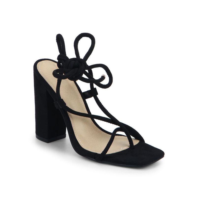 Black strappy lace online up heels