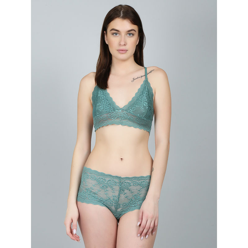 NGal Nylon Lace Keyhole Back Bra Boyshort Panty Set Teal Buy NGal