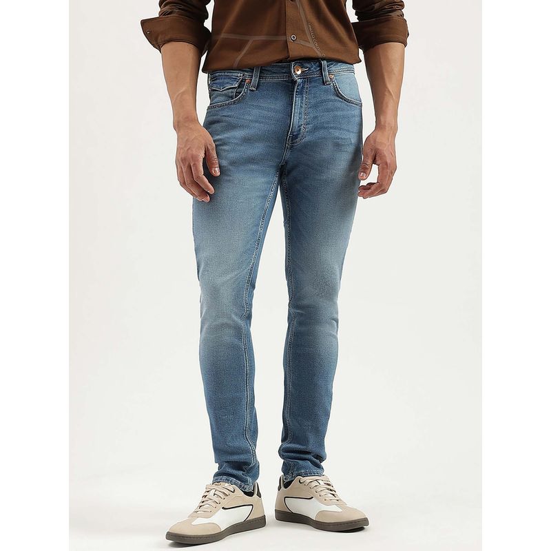 United Colors of Benetton Blue Solid Skinny Fit Jeans (42)